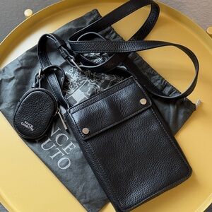 Vince Camuto Black Leather Crossbody Set